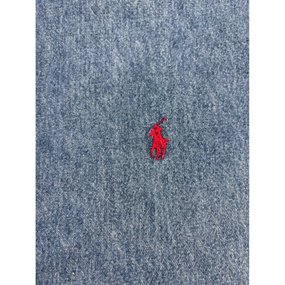 Ralph Lauren Mens XL Denim Button Down Shirt Blue Long Sleeve Red Pony Cotton - Picture 11 of 12